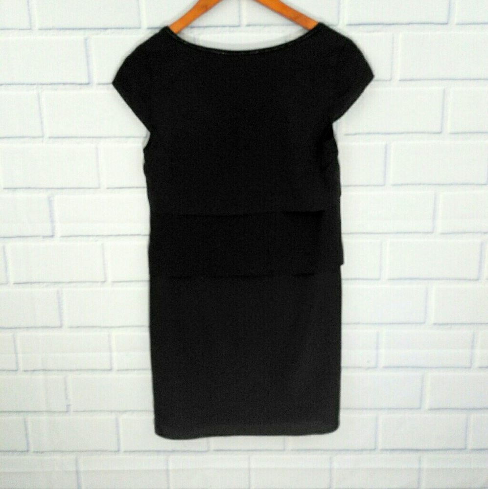 Mo & Co black tiered minidress with side zipper - Picture 3 of 5